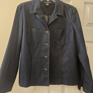 Dialogue by QVC Boxy Blue Jean Jacket Cowgirl Y2K pocket Blazer Western  12